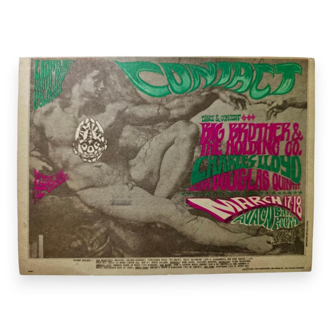 Big Brother & The Holding Co., Charles Lloyd, The Sir Douglas Quintet – The Avalon Ballroom, San Francisco (Mar 17–18, 1967) by Rick Griffin (Postcard)
