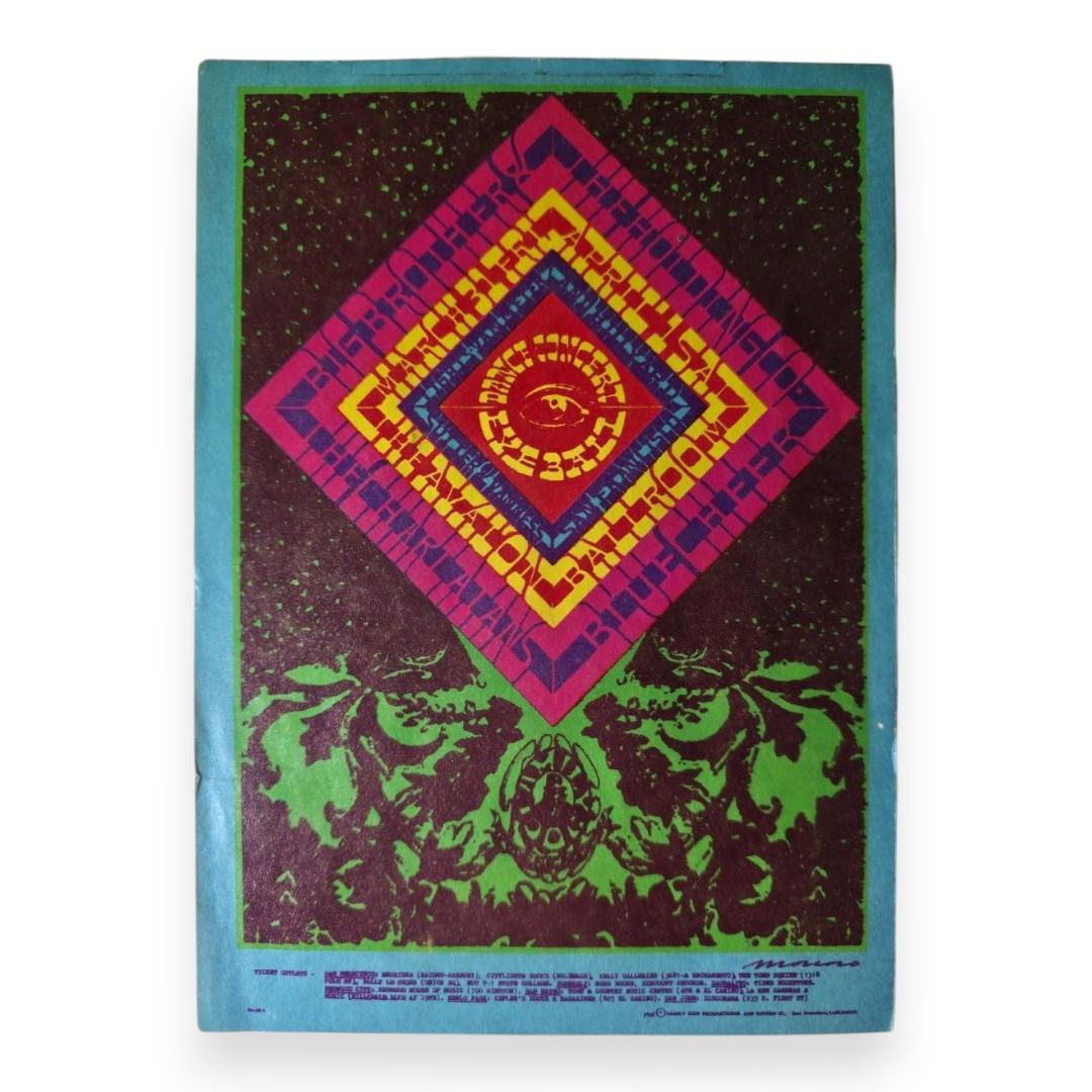 Big Brother & The Holding Co., The Charlatans, Blue Cheer – The Avalon Ballroom, San Francisco (Mar 31–Apr 1, 1967) by Victor Moscoso (Postcard)