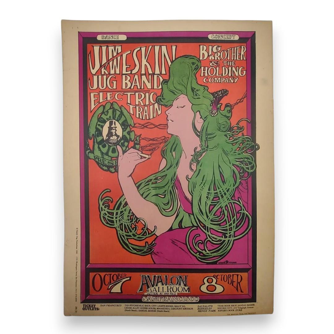 Big Brother & The Holding Company, Jim Kweskin – The Avalon Ballroom, San Francisco (Oct 7–8, 1966) by Stanley Mouse & Alton Kelley (2nd Edition, Poor Condition)