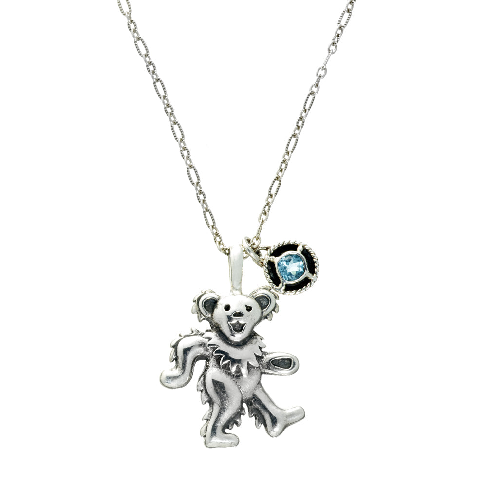 Birthstone Bear Necklaces Sterling Silver & Semi-Precious Stones