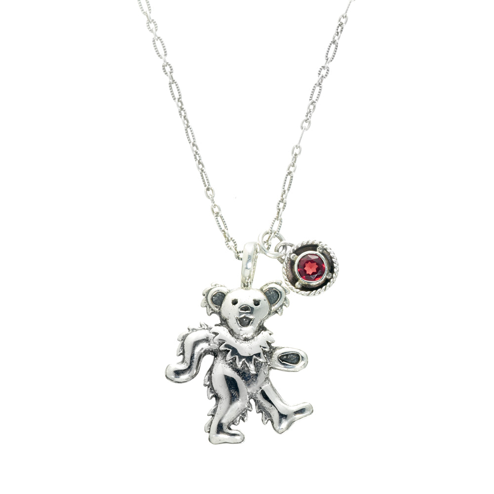 Birthstone Bear Necklaces Sterling Silver & Semi-Precious Stones