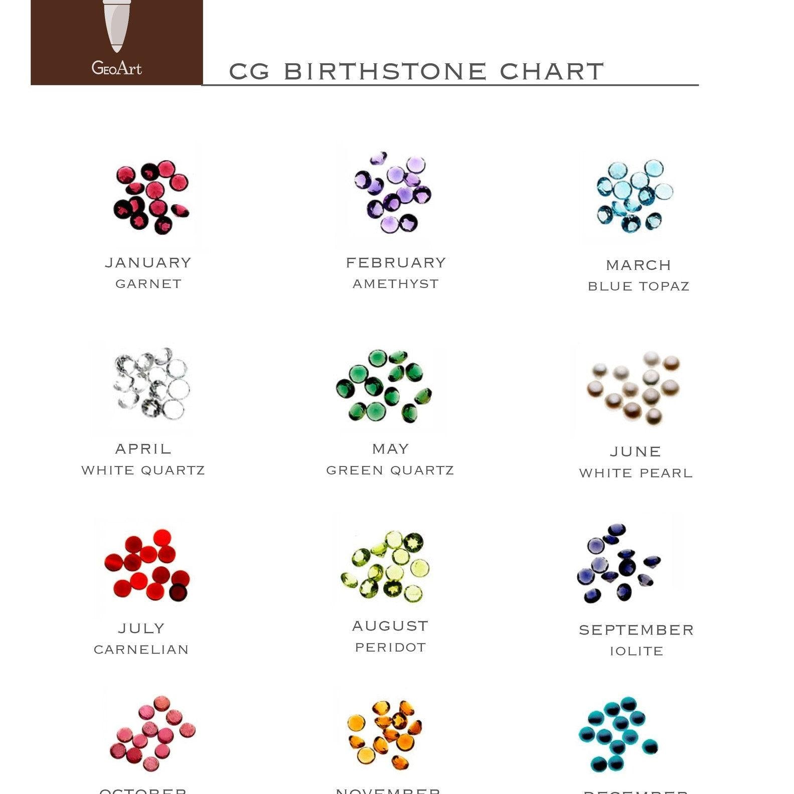 Birthstone Bear Necklaces Sterling Silver & Semi-Precious Stones