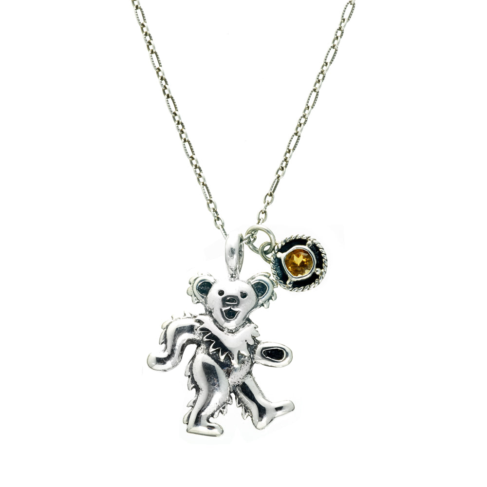 Birthstone Bear Necklaces Sterling Silver & Semi-Precious Stones