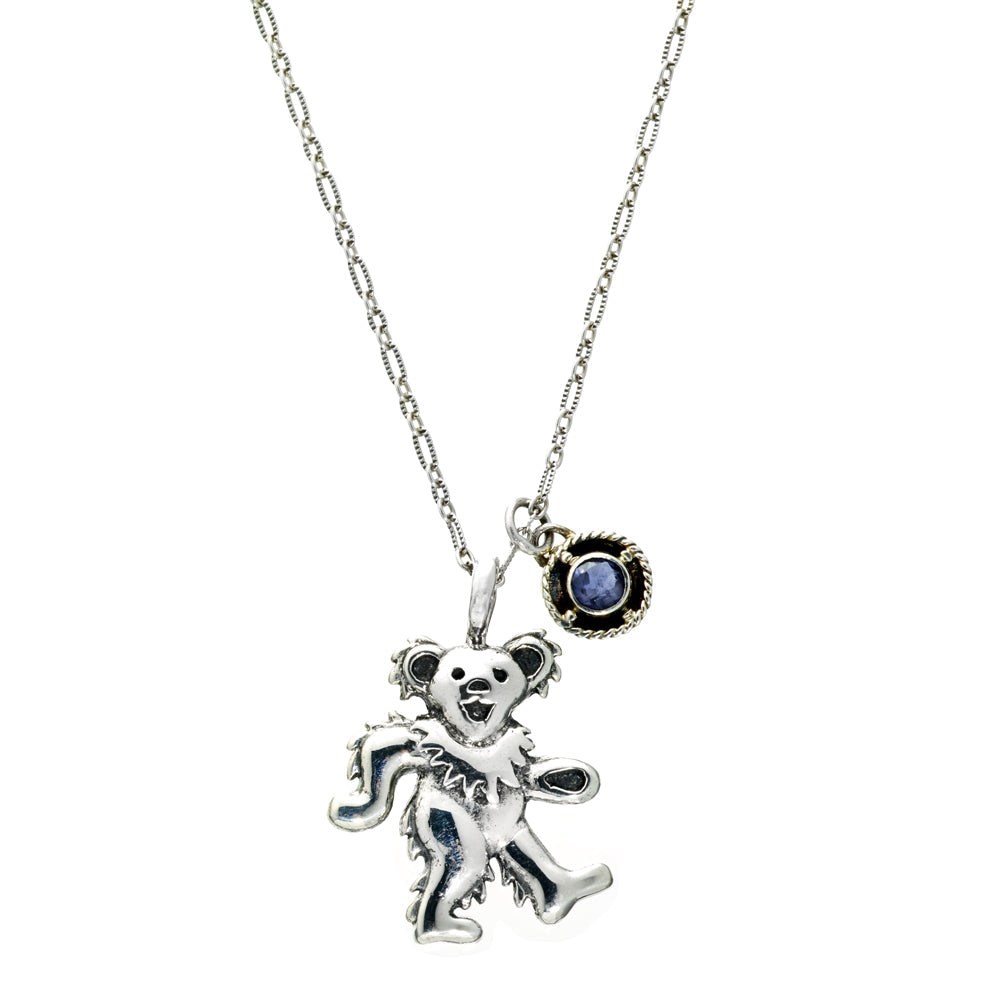 Birthstone Bear Necklaces Sterling Silver & Semi-Precious Stones