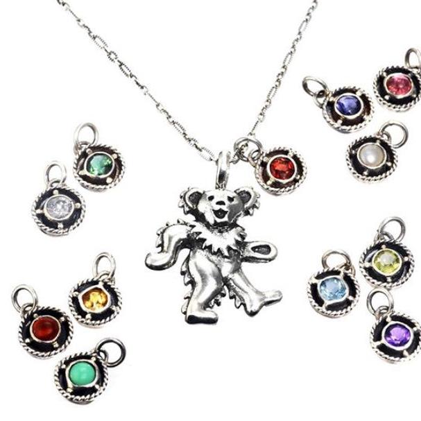Birthstone Bear Necklaces Sterling Silver & Semi-Precious Stones