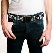 Black Buckle Web Belt - Space Your Face White/Black Webbing