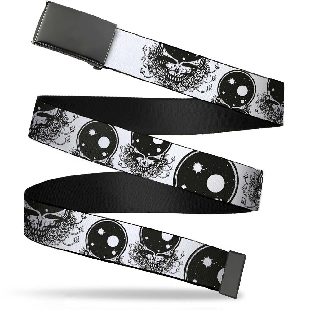 Black Buckle Web Belt - Space Your Face White/Black Webbing