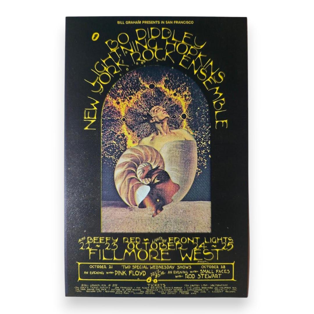 Bo Diddley, Lightnin' Hopkins, Pink Floyd, The Small Faces, The Fillmore West by David Singer | October 22-25, 1970 | Vintage Handbill - Front