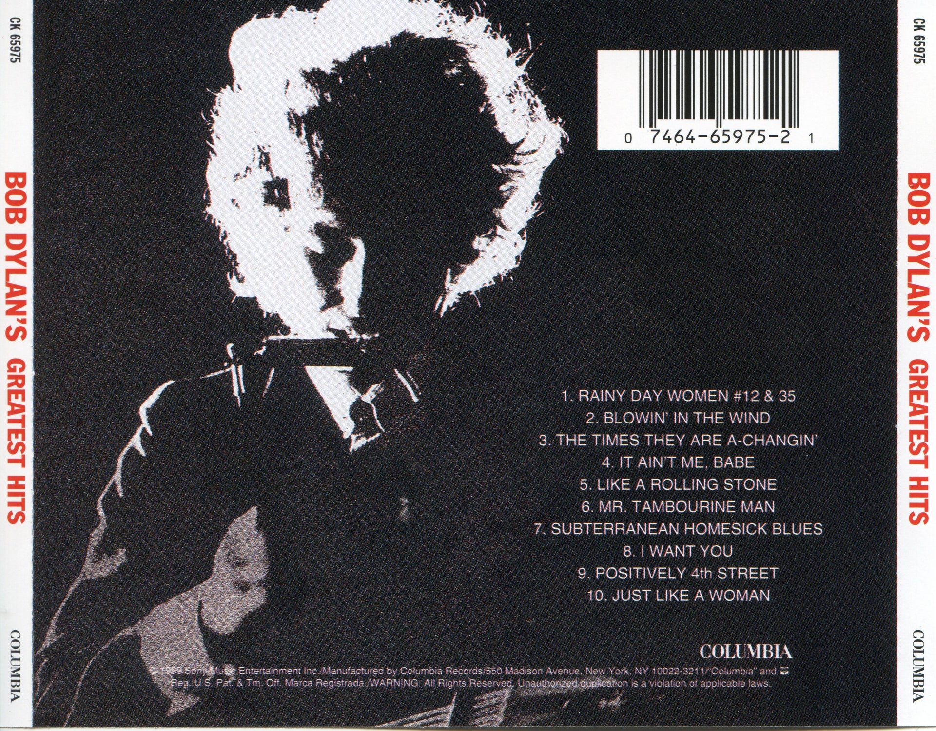 Bob Dylan – Bob Dylan's Greatest Hits, Volume 1 Remastered (CD)