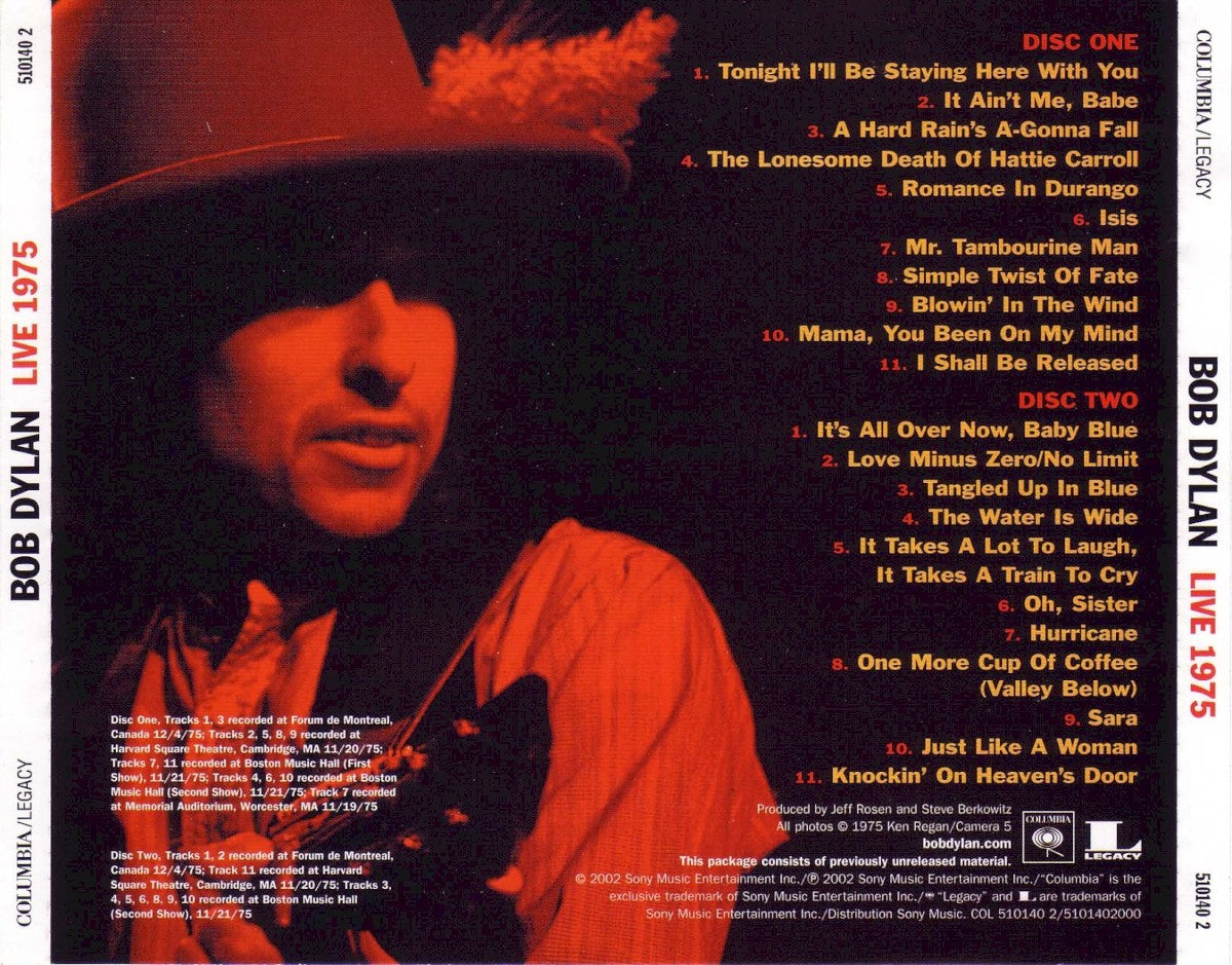 Bob Dylan – Bottleg Series, Vol. 5: Bob Dylan Live 1975 - The Rolling Thunder Revue (2-CD) - Detail