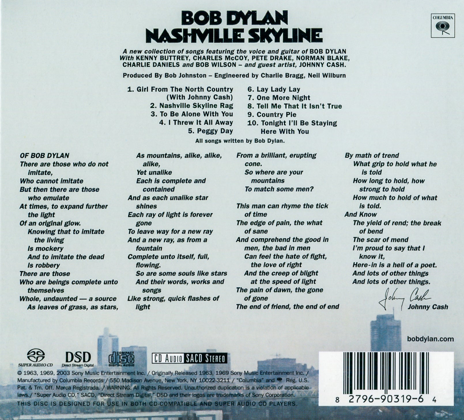 Bob Dylan – Nashville Skyline (LP Vinyl) - Detail