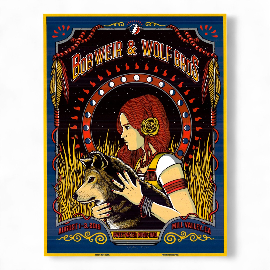 Bob Weir & Wolf Bros at Sweetwater Music Hall Poster by Matt Leunig (August 1-3, 2019)