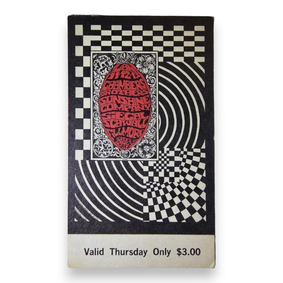 Chambers Brothers, The Sunshine Company, Siegel Schwall Band - January 11, 1968 - The Fillmore | Vintage Concert Ticket (Good)