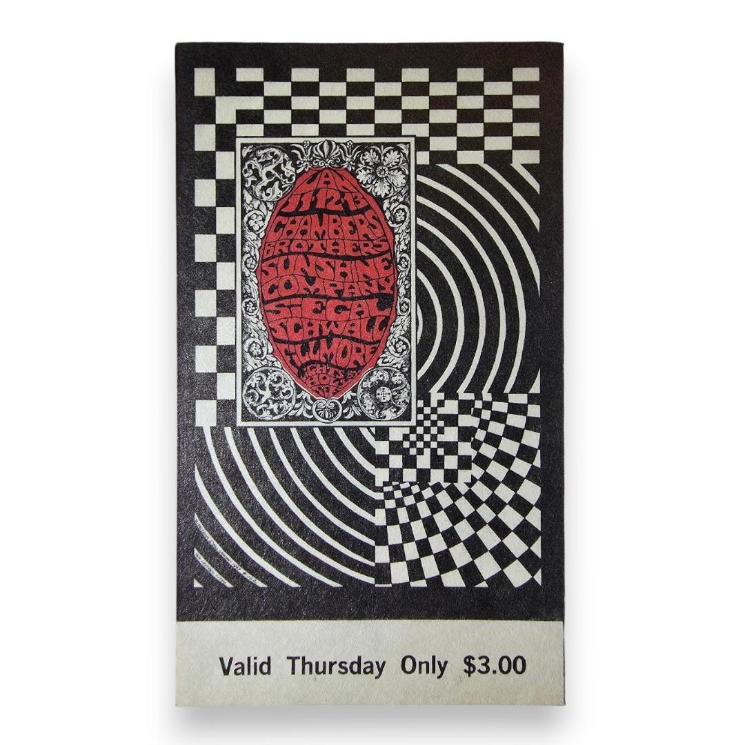 Chambers Brothers, The Sunshine Company, Siegel Schwall Band - January 11, 1968 - The Fillmore | Vintage Concert Ticket (Very Good)