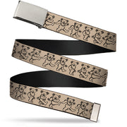 Chrome Buckle Web Belt - Dancing Bears Hemp/Black Webbing