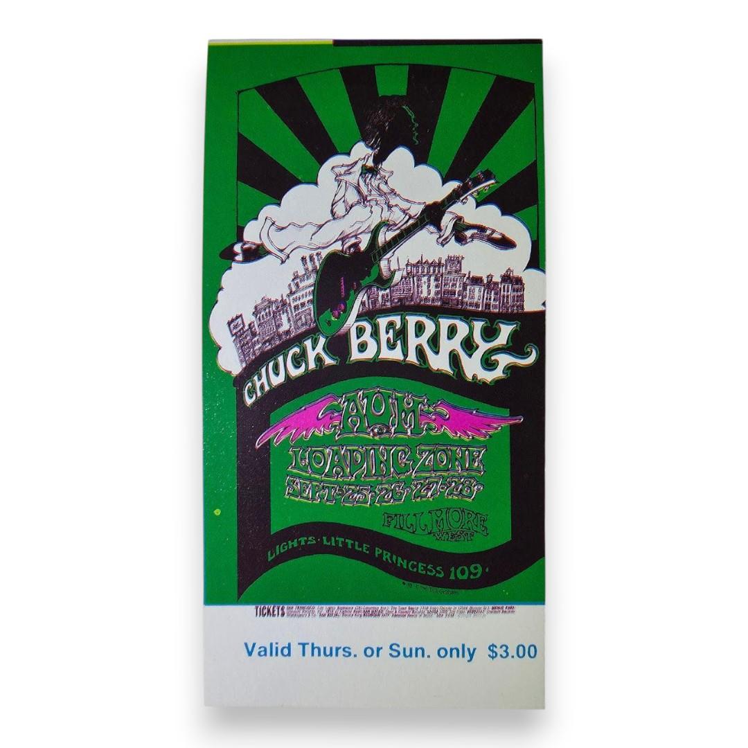 Chuck Berry, The Loading Zone, Aum - September 25, 1969 - The Fillmore | Vintage Concert Ticket