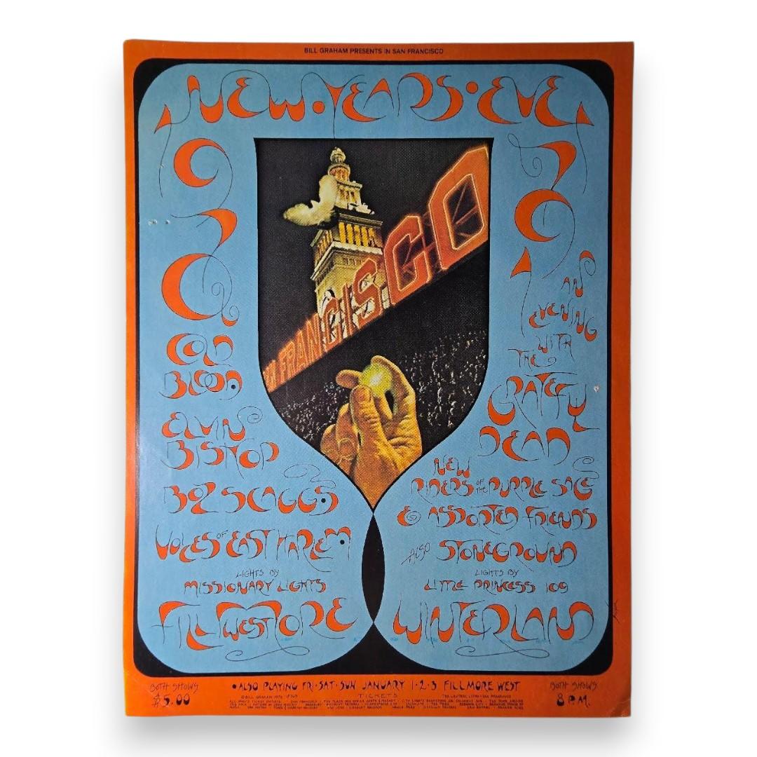 Cold Blood, Elvin Bishop, Grateful Dead, New Riders Of The Purple Sage – The Fillmore West, Winterland, San Francisco (Dec 31, 1970) by David Singer (Handbill)