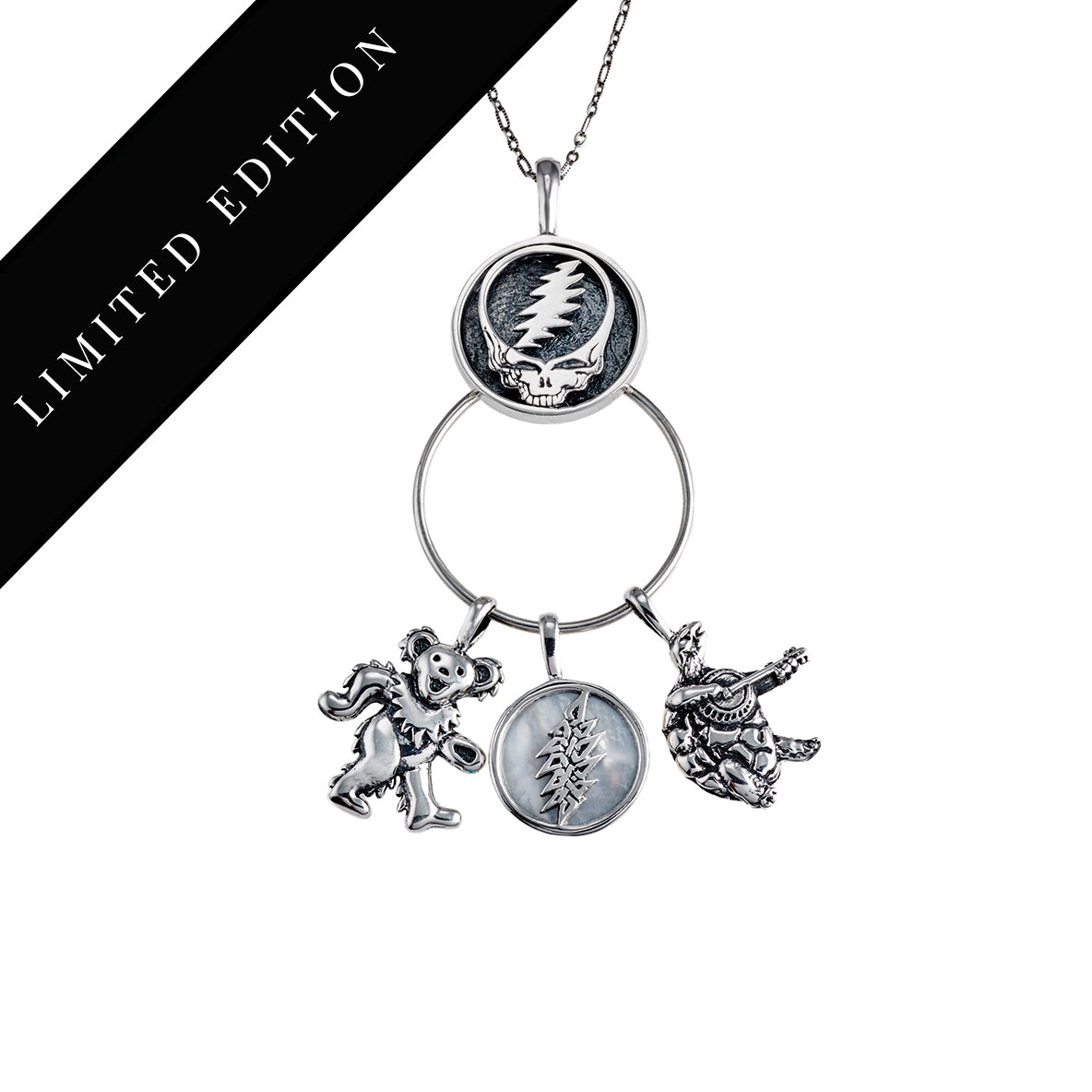 Cornell '77 - Steal Your Face Sterling Silver Charm Catcher Necklace