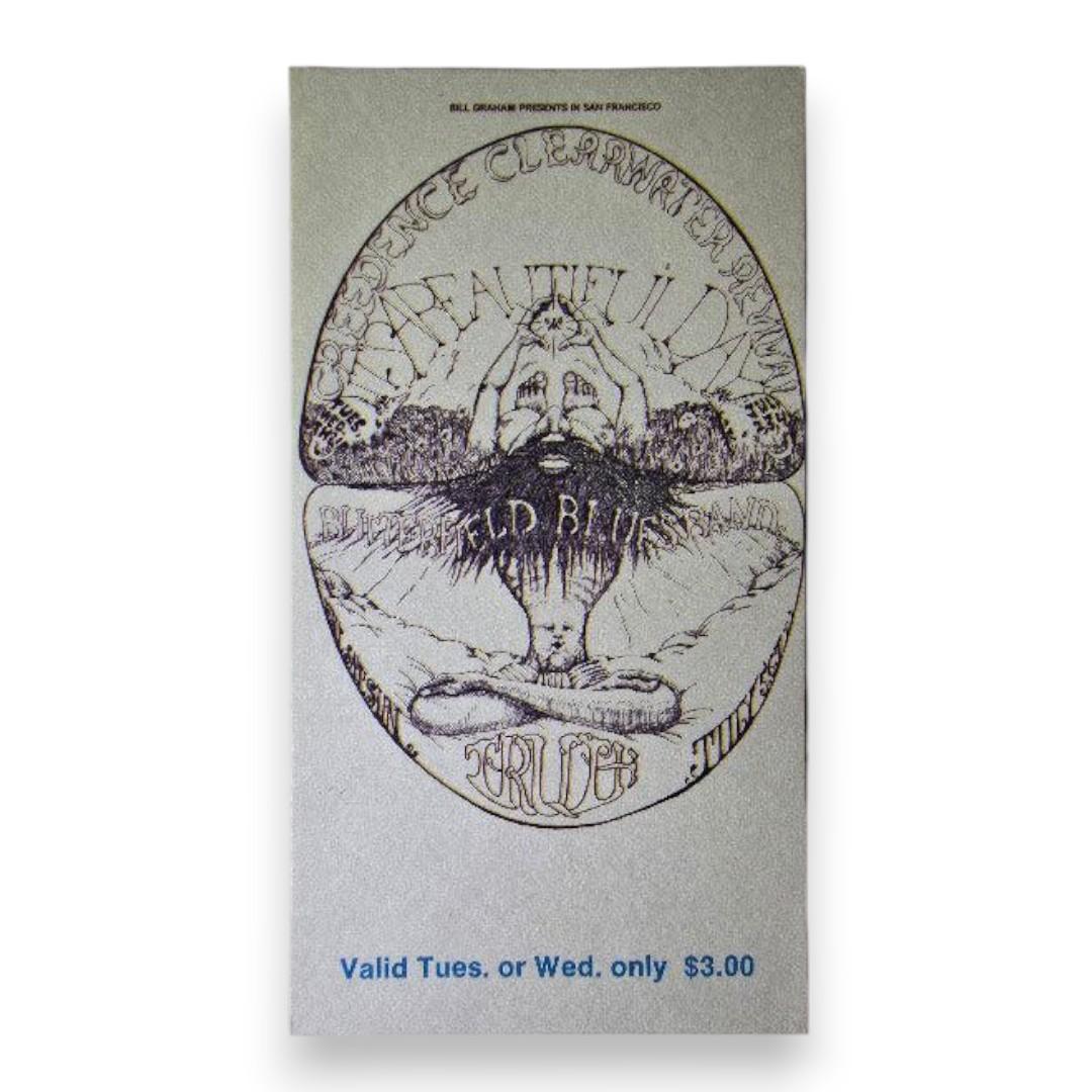 Credence Clearwater Revival, Steppenwolf, It's A Beautiful Day, Butterfield Blues Band, Ten Years After - July 2-3, 1968 - The Fillmore | Vintage Concert Ticket (Mint)