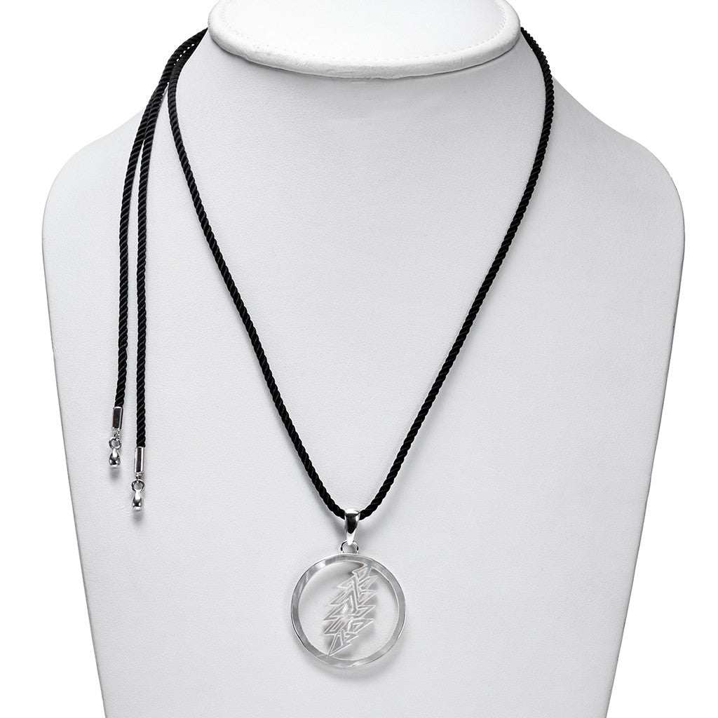 13-Point Lightning Bolt Sterling Silver Mother Of Pearl Cord Necklace