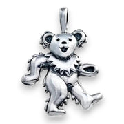 Grateful Dead Dancing Bear Sterling Silver Charm - Front