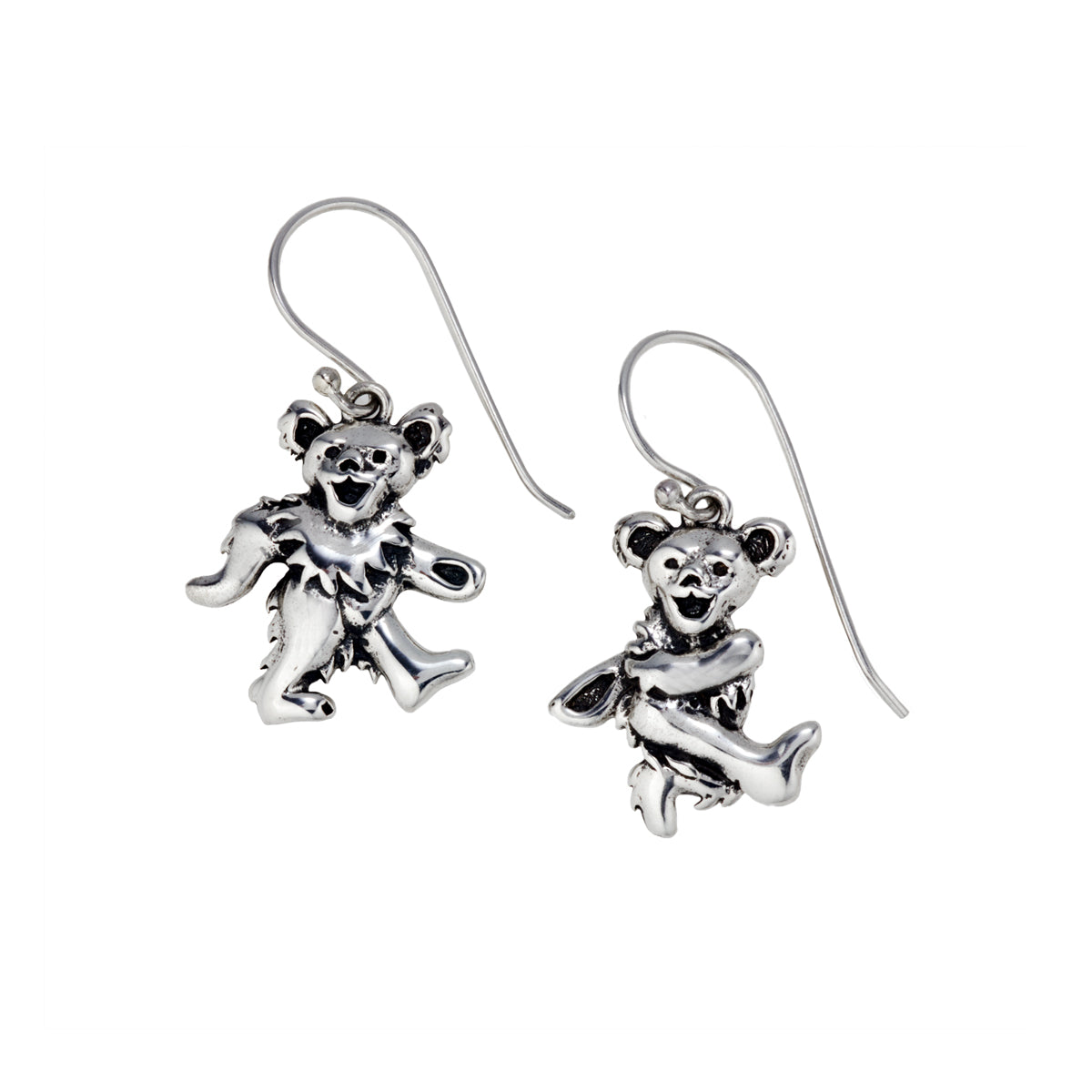 Dancing Bear Sterling Silver Drop Earrings
