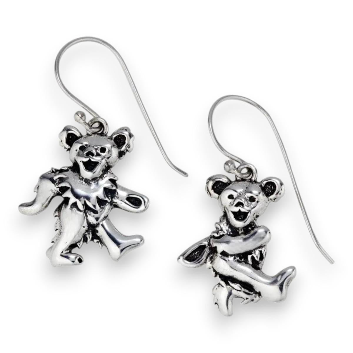 Grateful Dead Dancing Bear Sterling Silver Drop Earrings