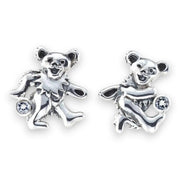 Grateful Dead Dancing Bear Sterling Silver Semi Precious Post Earrings - Detail