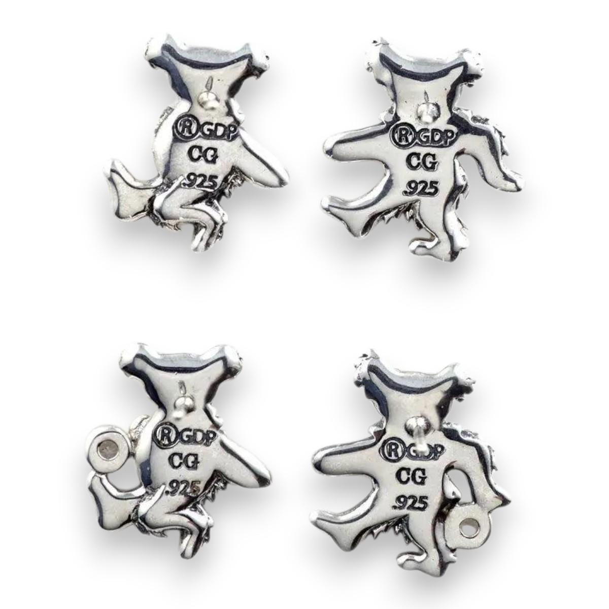 Grateful Dead Dancing Bear Sterling Silver Semi Precious Post Earrings - Alternate View