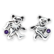 Grateful Dead Dancing Bear Sterling Silver Semi Precious Post Earrings - Additional View