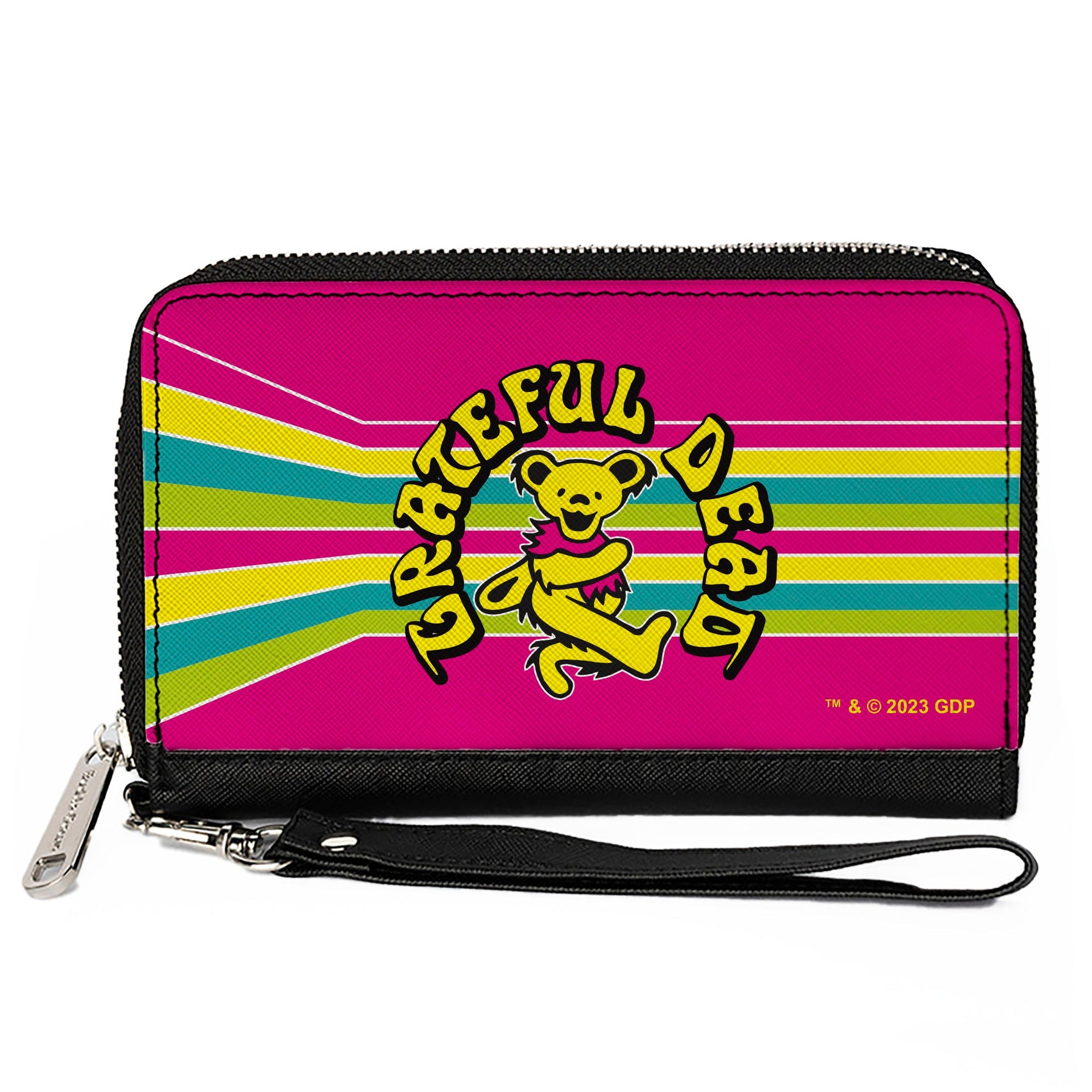 Dancing Bear Zipper Wallet | Pink Stripe