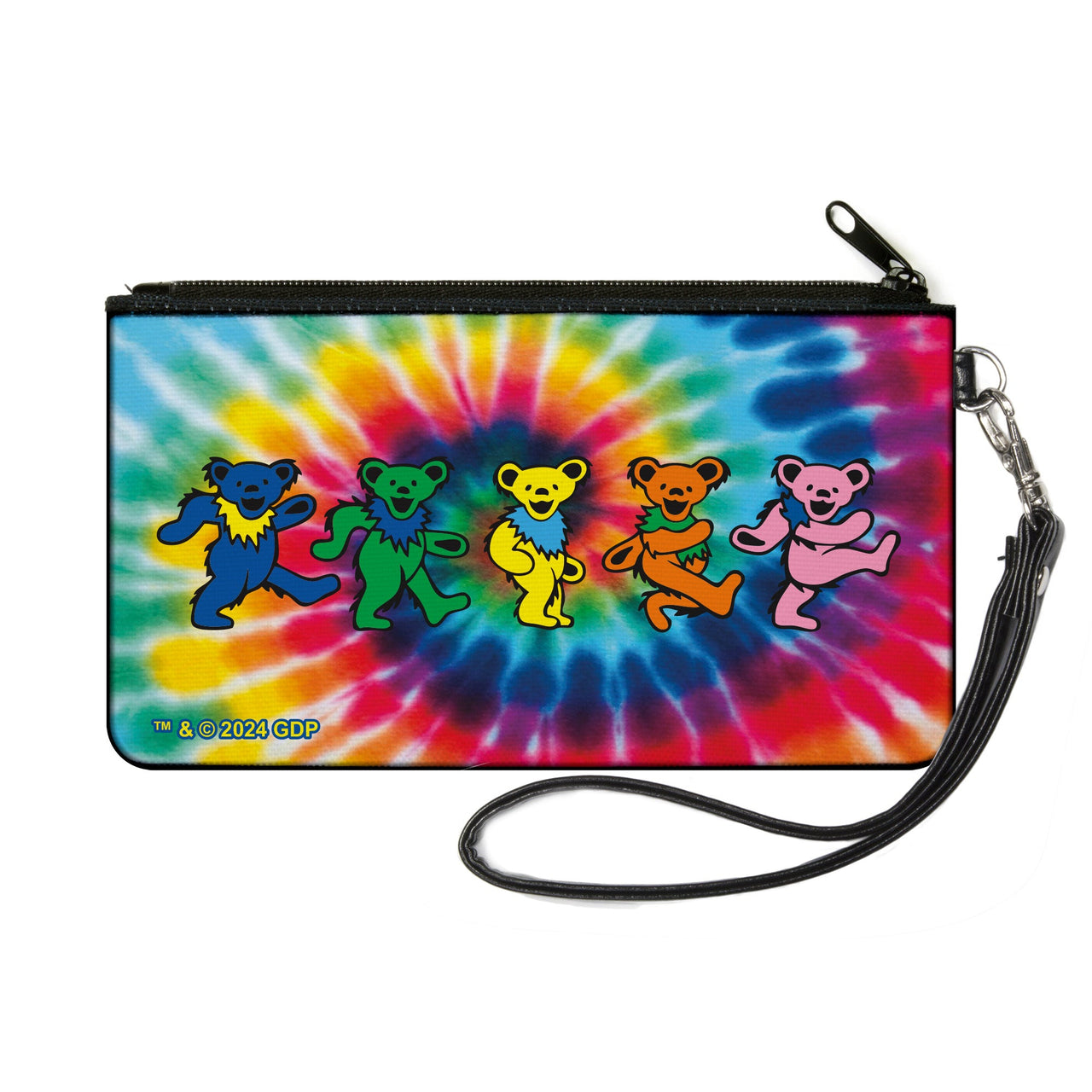 Dancing Bears Tie Dye Canvas Zipper Wallet | Small
