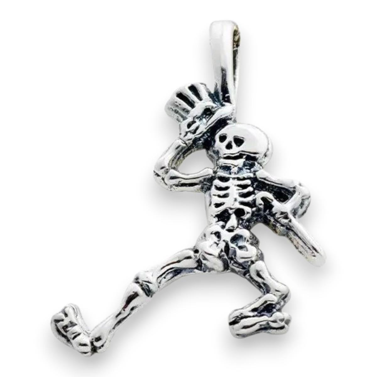Grateful Dead Dancing Skeletons Sterling Silver Charm - Front