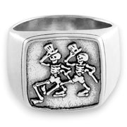 Grateful Dead Dancing Skeletons Sterling Silver Signet Ring - Back