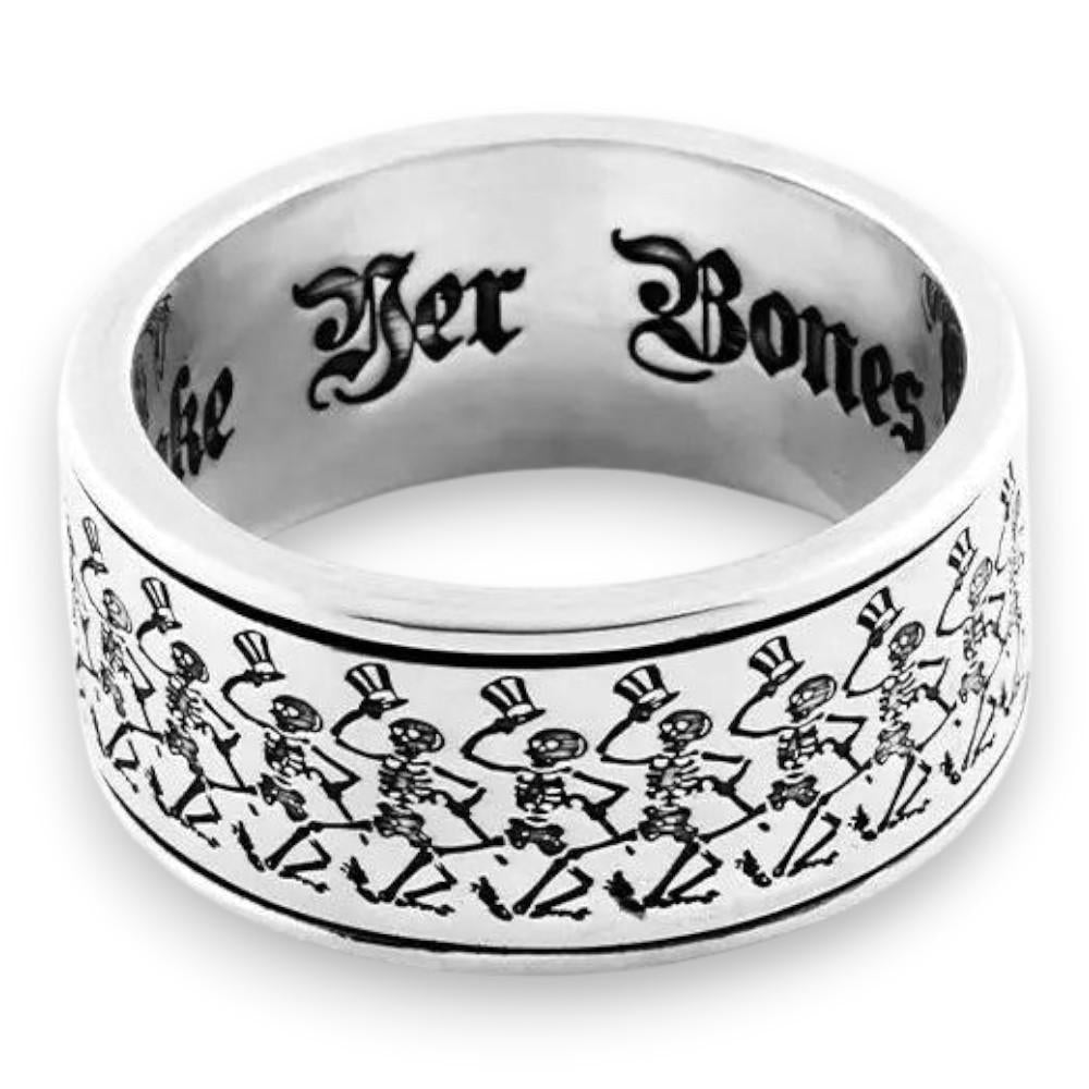 Grateful Dead Dancing Skeletons Sterling Silver Spinner Ring - Back