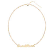 Dead Head Rhinestone Nameplate Necklace