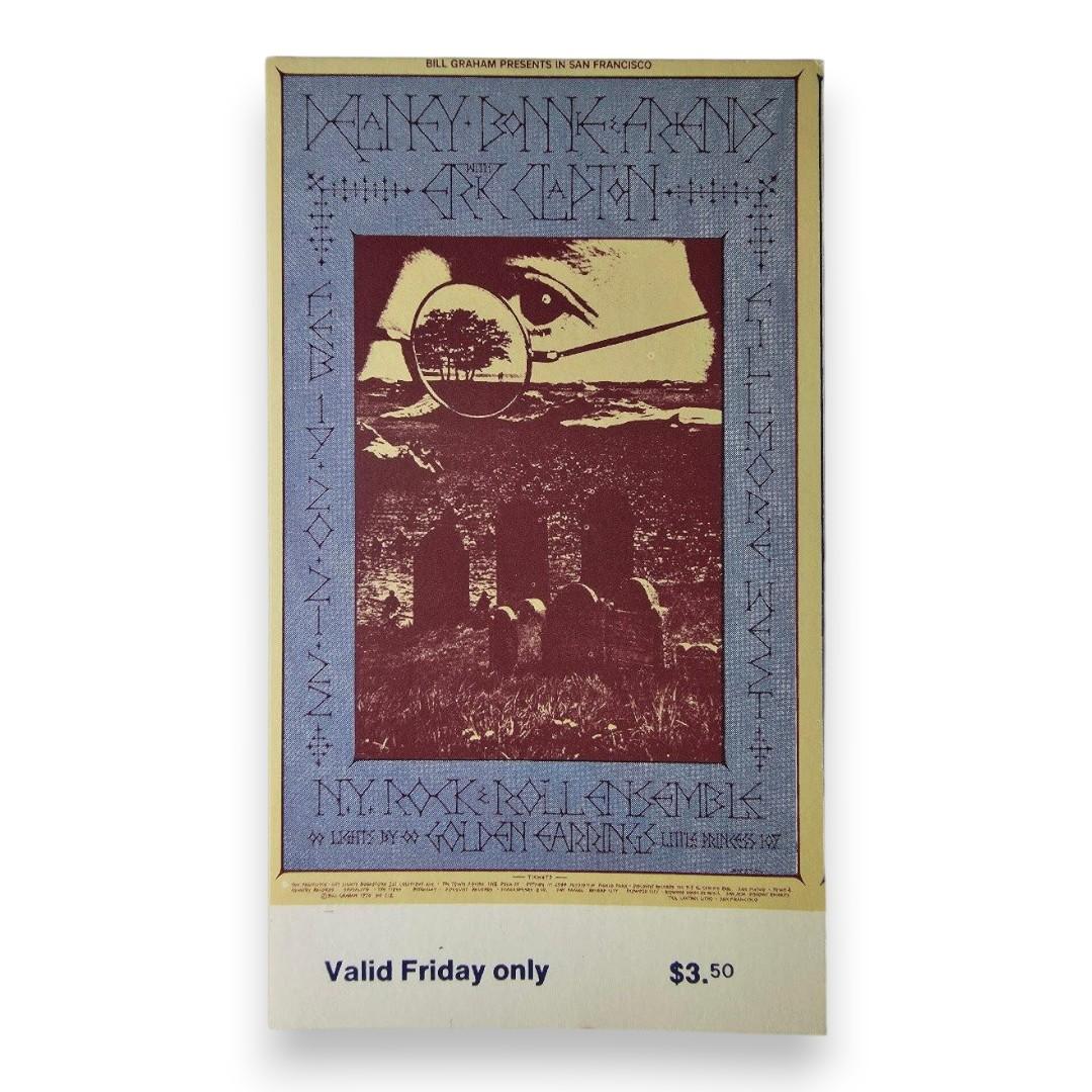 Delaney & Bonnie, Eric Clapton - February 20, 1970 - The Fillmore | Vintage Concert Ticket