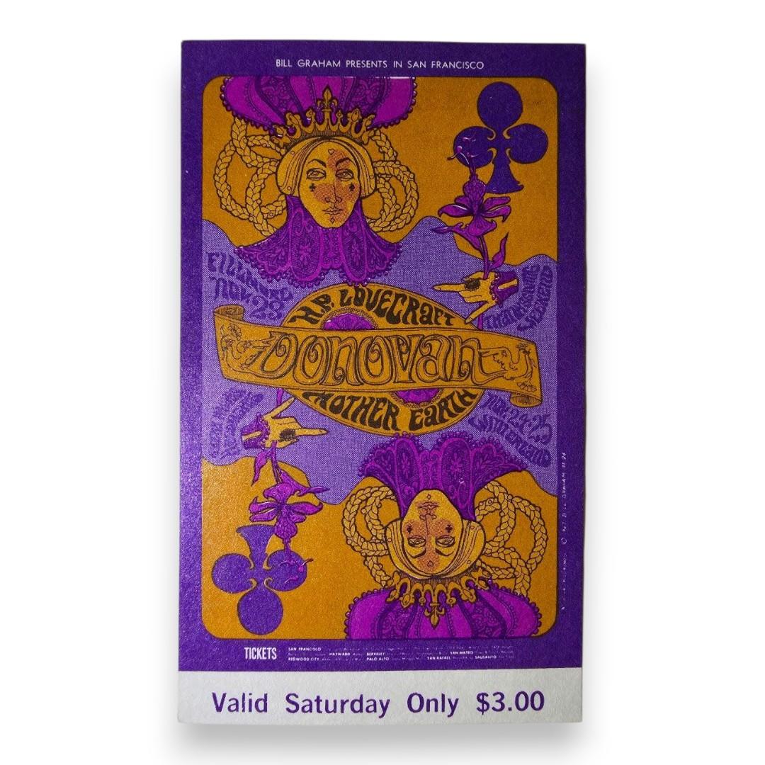 Donovan, H.P. Lovecraft, Mother Earth - November 25, 1967 - The Fillmore | Vintage Concert Ticket