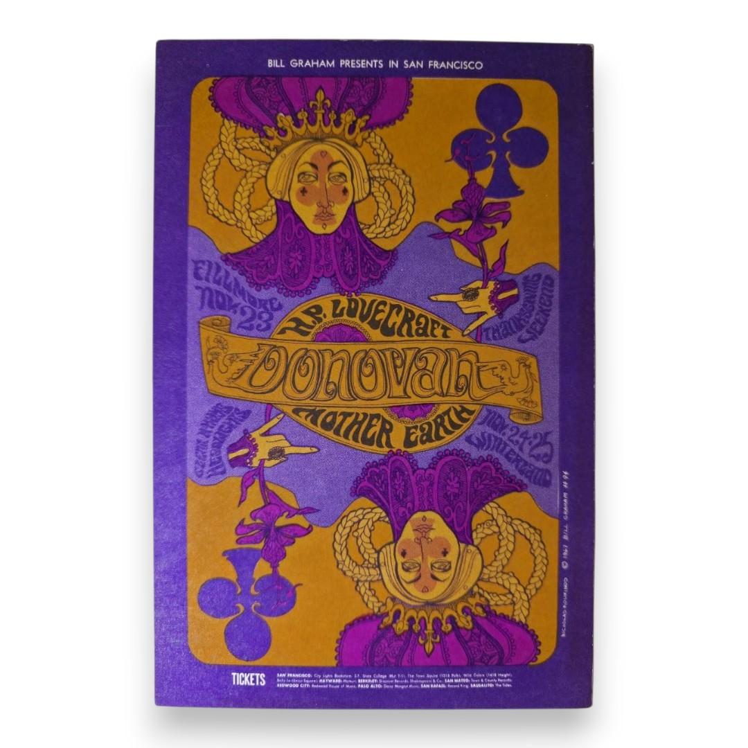 Donovan, H.P. Lovecraft, Mother Earth – The Fillmore, San Francisco (Nov 23–25, 1967) by Nicholas Kouninos (Handbill)