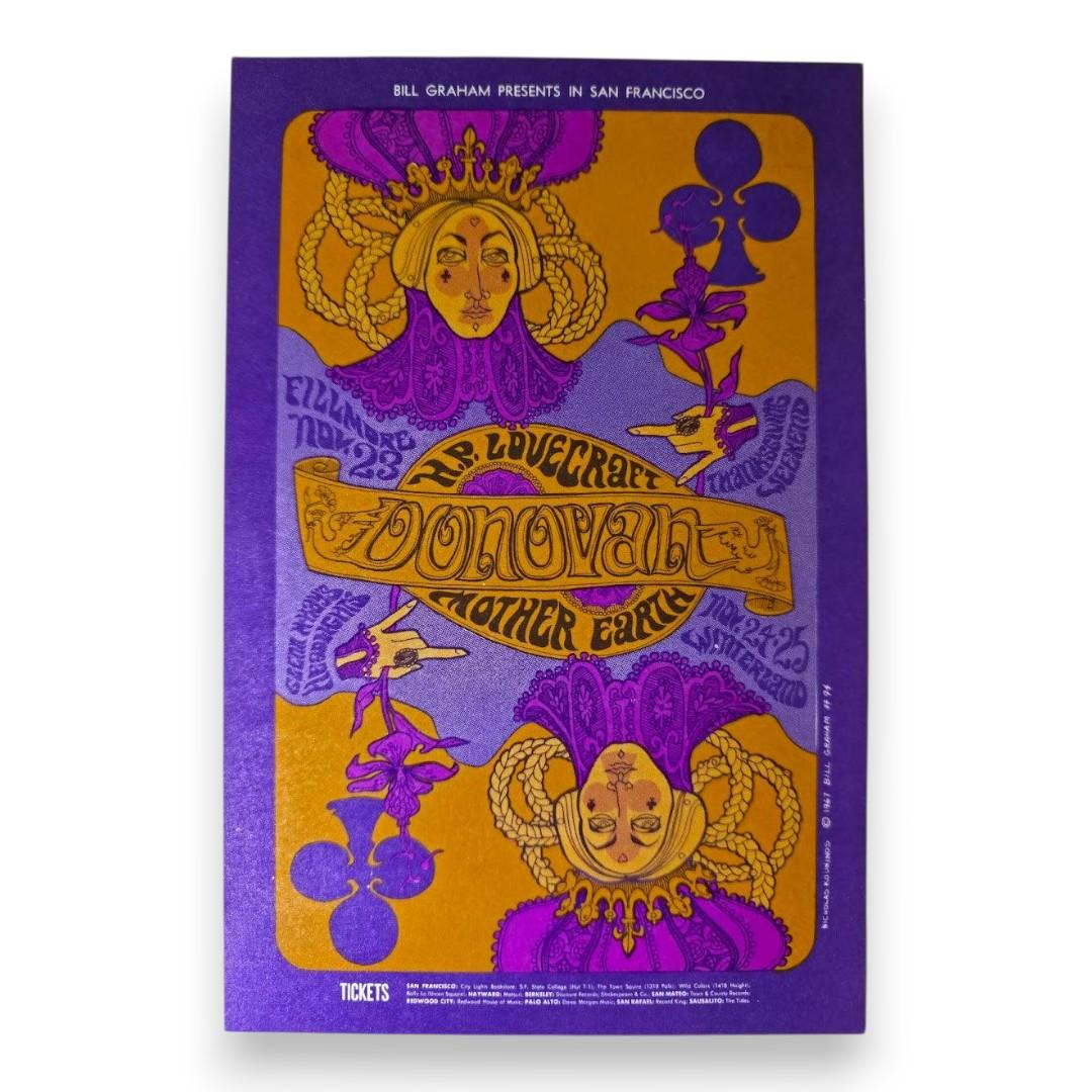 Donovan, H.P. Lovecraft, Mother Earth – The Fillmore, San Francisco (Nov 23–25, 1967) by Nicholas Kouninos (Postcard)