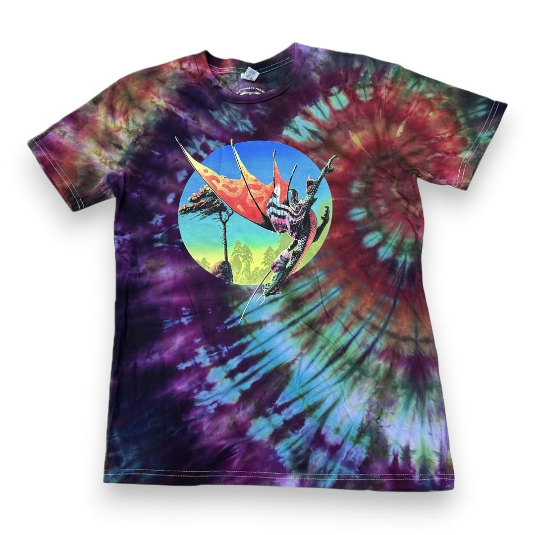 Dragon At Dawn Tie Dye T-Shirt by Roger Dean - Detail