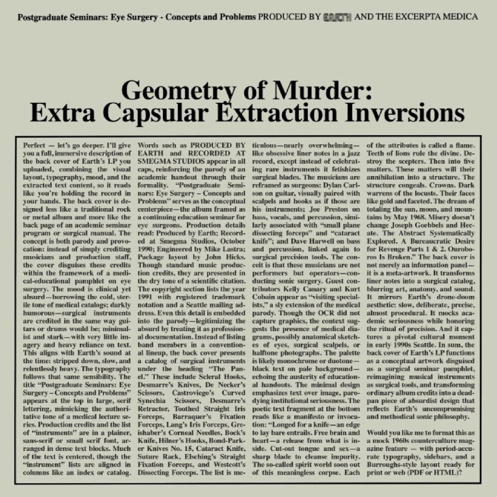 Earth X Black Noi$E – Geometry Of Murder: Extra Capsular Extraction (LP Vinyl)