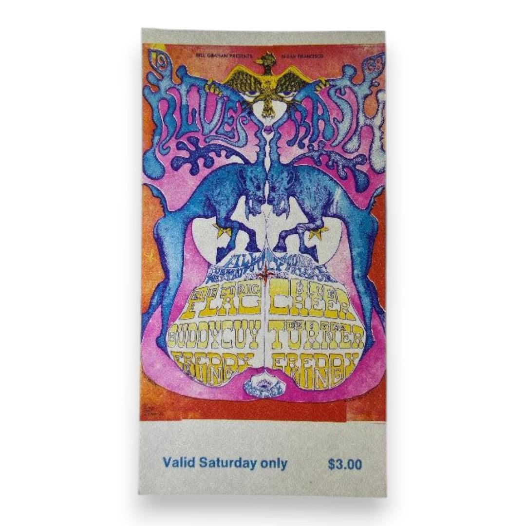 Electric Flag, Buddy Guy, Freddie King, Blue Cheer, Ike & Tina Turner - July 13, 1968 - The Fillmore | Vintage Concert Ticket