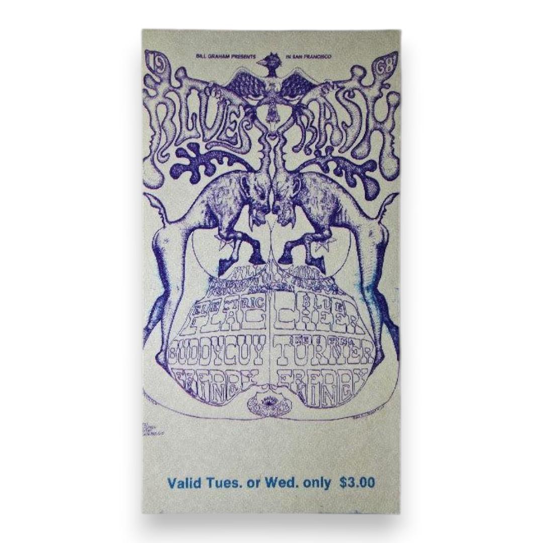 Electric Flag, Buddy Guy, Freddie King, Blue Cheer, Ike & Tina Turner - July 9-10, 1968 - The Fillmore | Vintage Concert Ticket