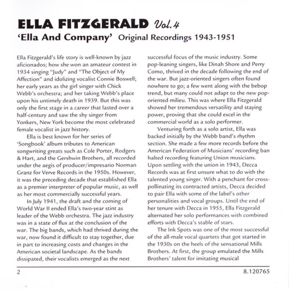 Ella Fitzgerald – Ella & Company, Vol. 4 (CD)