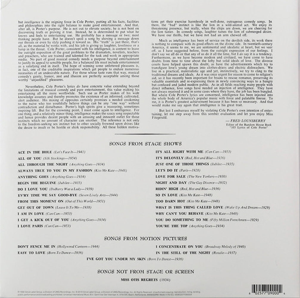 Ella Fitzgerald – Sings The Cole Porter Songbook (2-LP Vinyl)