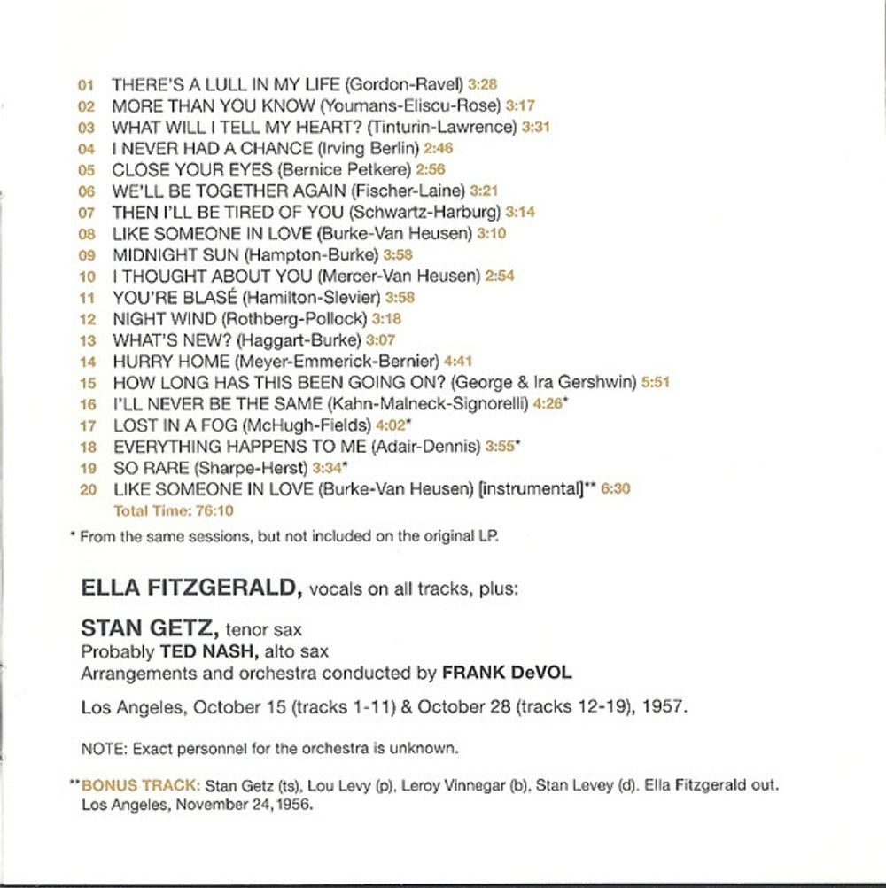 Ella Fitzgerald & Stan Getz – Like Someone In Love (CD)