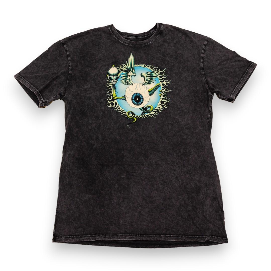 Flying Eyeball Black Stone T-Shirt by Rick Griffin - Front