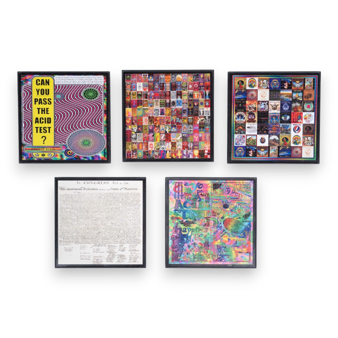 Framed LSD Blotter Tab Sheets from Ken Kesey's Family (Set of 5)