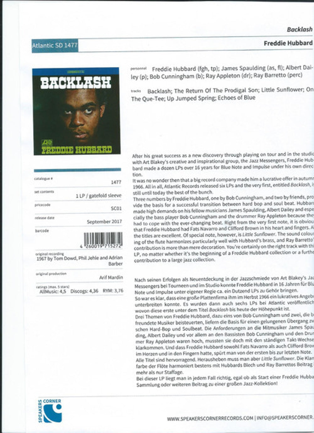 Freddie Hubbard – Backlash (LP Vinyl)